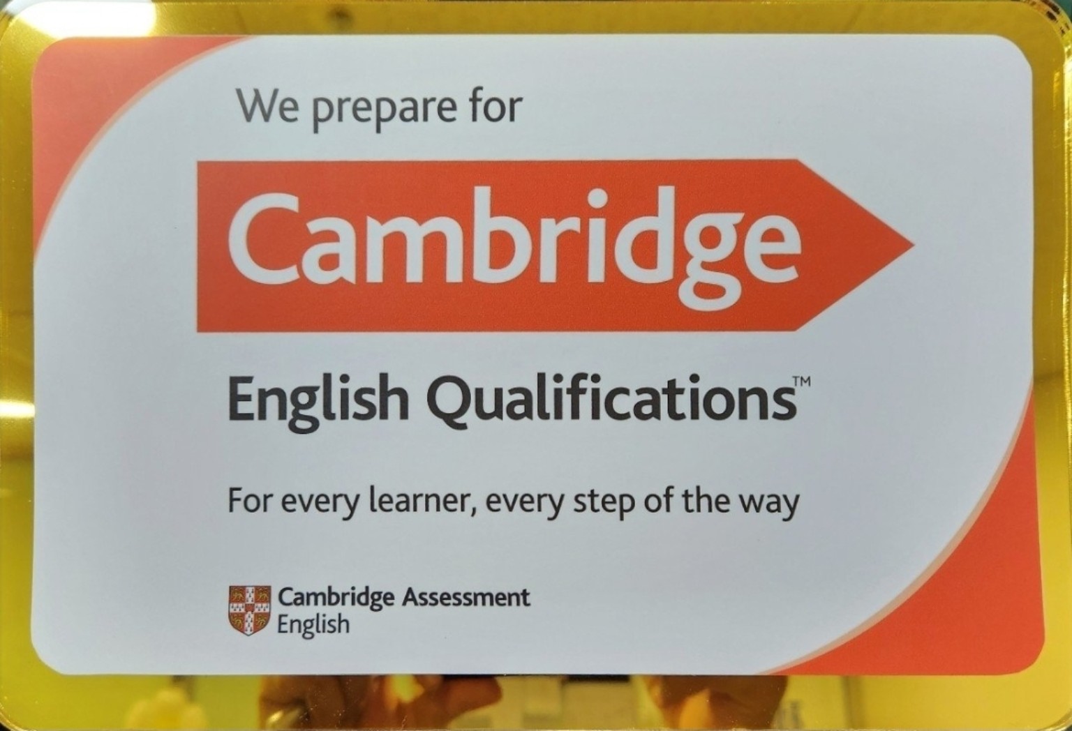 Cambridge English Qualifications preparation sign at ZES English Academy